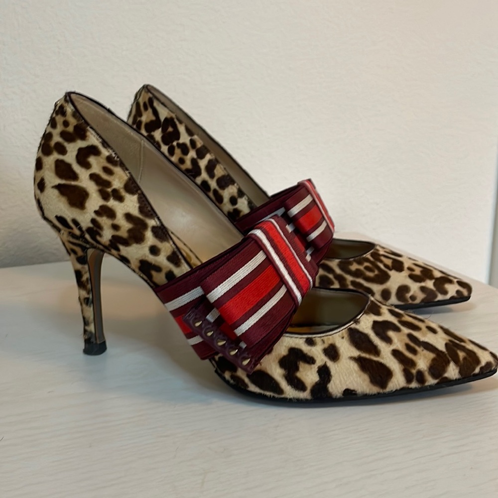 Sam Edelman Maeve Sand Leopard Cow Hide Bow Heel